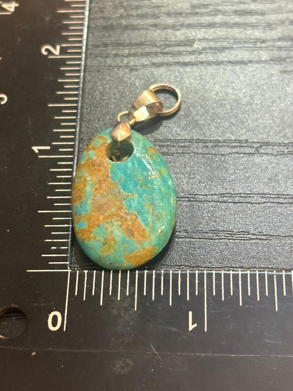 Turquoise Matrix Genuine Stone Oval Pendant Silver Tone